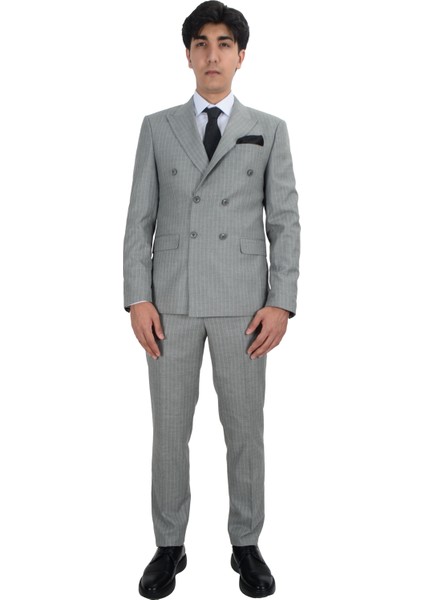 Cengiz Inler Çizgili Kruvaze Takım Elbise modelleri