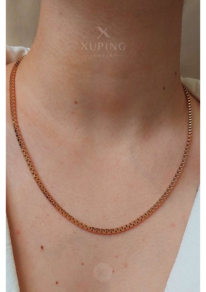 Xuping Jewelry Xuping Küp Zincir Kolye 48 cm 14 Ayar Altın Kaplama Rose Renk