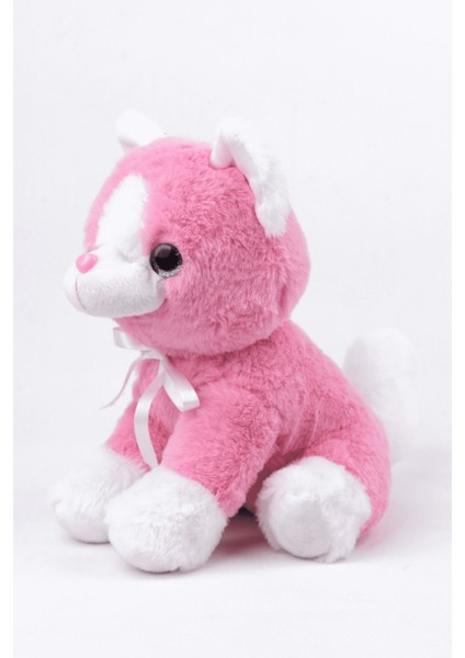 Peluş Oyuncak Oturan Kedi Çift Renkli 30 cm – Pembe Beyaz