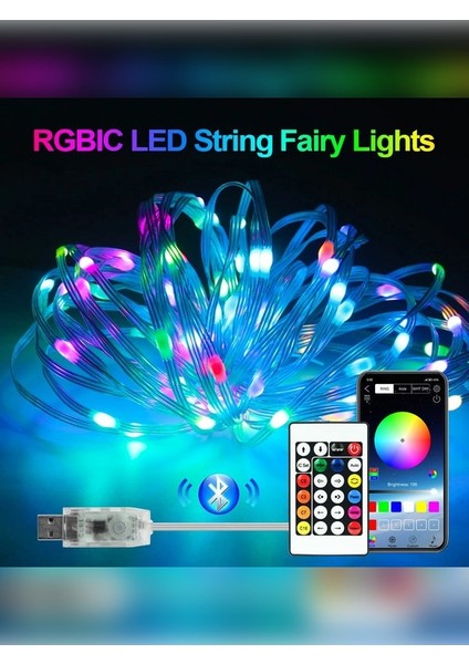 Rkm Store Sese Duyarlı 10 Metre Yeni Nesil Rgb Smart LED Usb'li Kumandalı Bluetooth Ile Telefon Bağlantılı