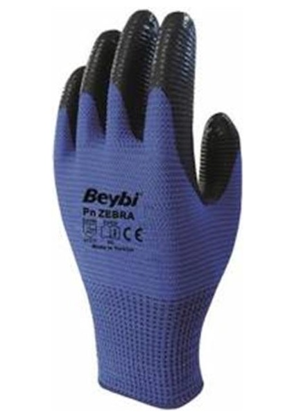 Nitril Poly Pnzebra 9 Beden Mavi Siyah Eldi