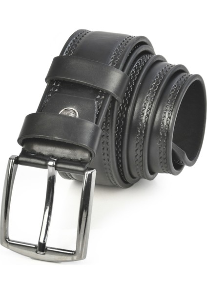 4 cm Eninde Yanları Dikiş Nakışlı Mat Suni Deri Kemer 2402611