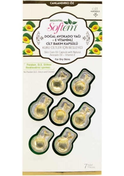 Avokado Yağı + E Vitaminli Cilt Bakım Kapsülü 7li