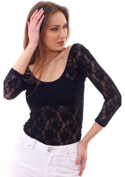 20040405 Dante U Yaka Çıtçıtlı Kapri Kol Body Siyah 38 indirimleri