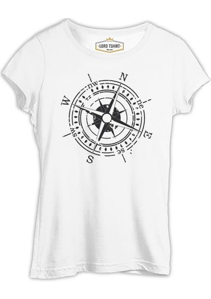 Pusula - Compass North Beyaz Kadın Tshirt