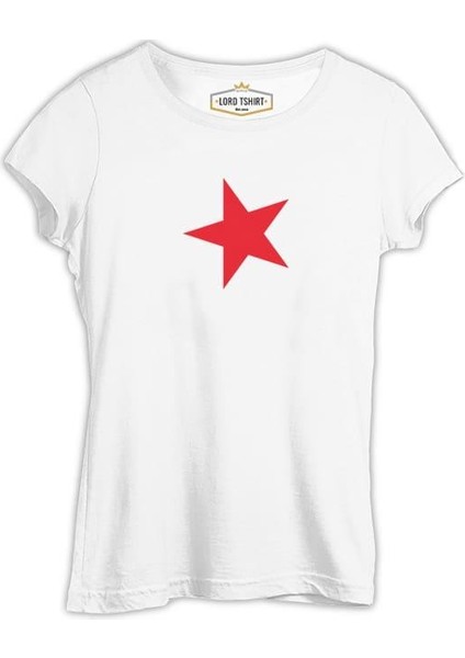 Türk Bayrağı - Bayrak Yıldız Beyaz Kadın Tshirt