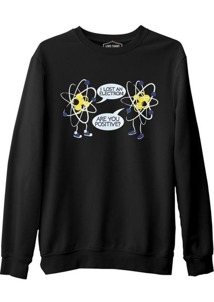 Okul ve Bilim - Fizik ve Elektron Siyah Erkek Kalın Sweatshirt