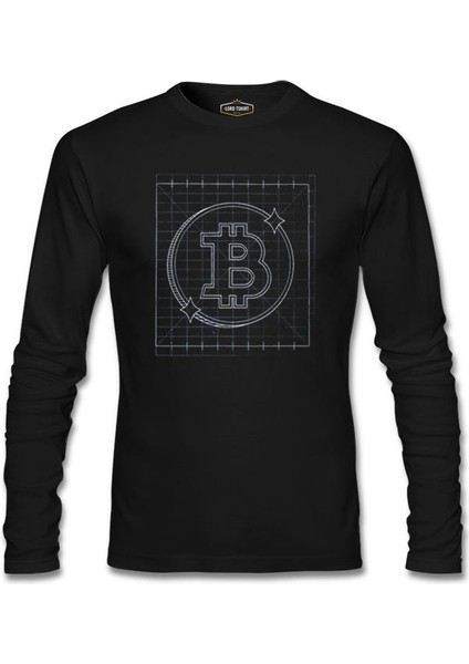 Bitcoin - Grid Logo Siyah Erkek Sweatshirt