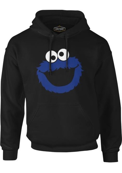 Kurabiye Canavarı - Canavar Siyah Erkek Fermuarsız Kapşonlu