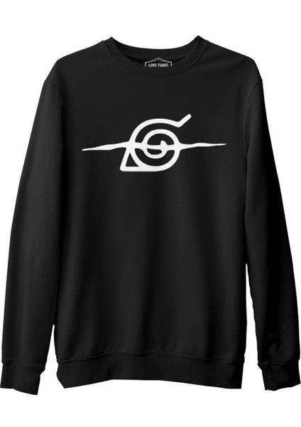 Naruto - Logo Çizik Siyah Erkek Kalın Sweatshirt