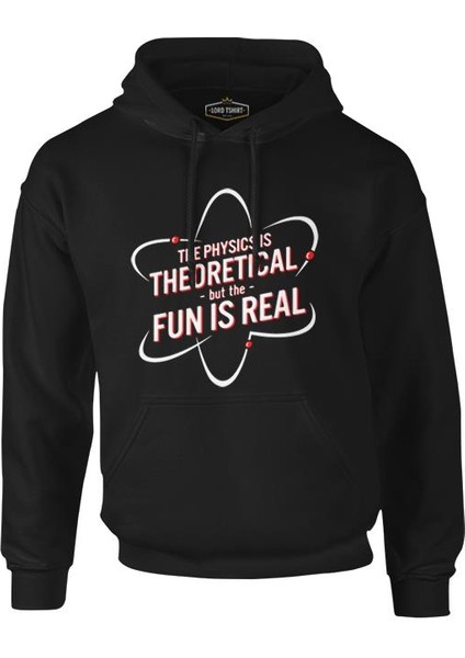 Okul ve Bilim - Fizik ve Atom Siyah Erkek Fermuarsız Kapşonlu