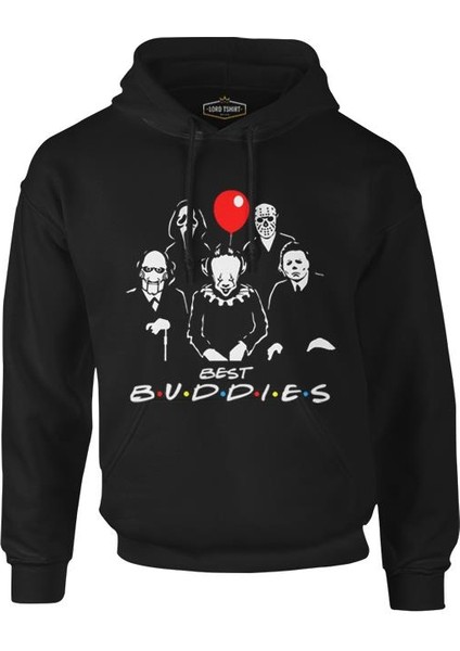 Horror - Best Buddies Siyah Erkek Fermuarsız Kapşonlu