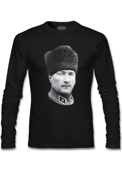 Atatürk - Portre Apolet Siyah Erkek Sweatshirt
