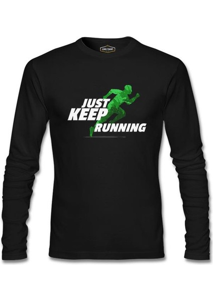 Just Keep Running Siyah Erkek Sweatshirt