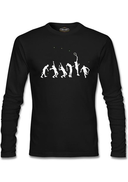 Tennis Moves Silhouettes Siyah Erkek Sweatshirt