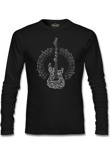 Guitar And The Notes Siyah Erkek Sweatshirt