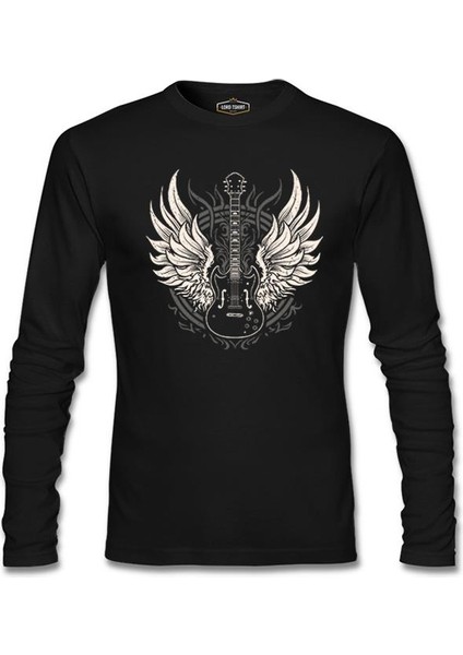 Guitar And The Wings Siyah Erkek Sweatshirt