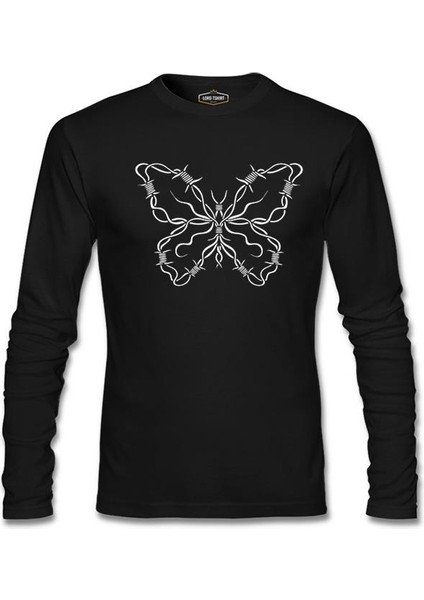 Butterfly In Wired Shape Siyah Erkek Sweatshirt