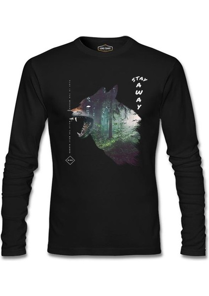 Wild Wolf In The Forest Siyah Erkek Sweatshirt