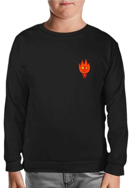 Ateş ve Su - Ateş Çocuk Siyah Çocuk Sweatshirt