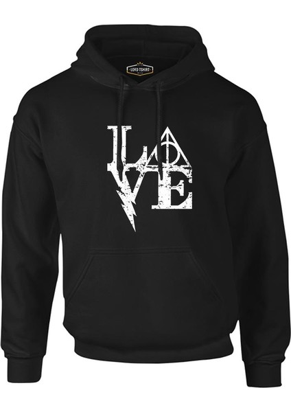 Hp - Love Siyah Erkek Fermuarsız Kapşonlu