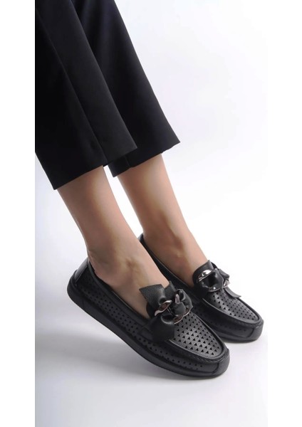 (Qc Shoes) Termo Kaymaz Taban Günlük Kadın Ayakkabı Siyah
