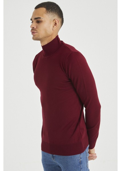 Erkek Slim Fit Yarım Balıkçı Yaka Basic Triko Kazak