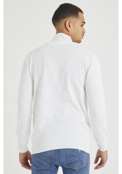 Erkek Slim Fit Yarım Balıkçı Yaka Basic Triko Kazak