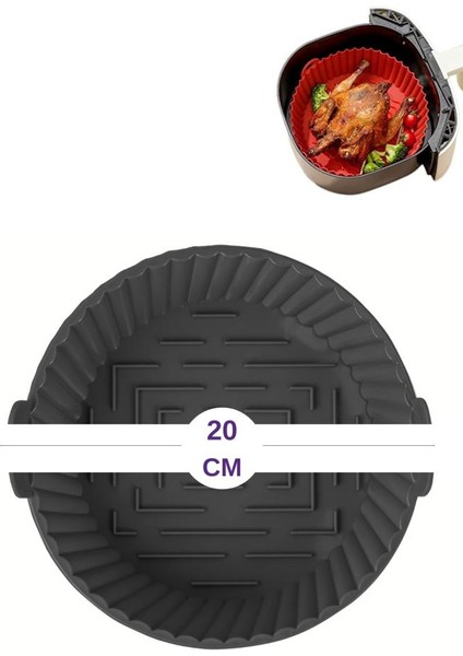 Onikiden Yanmaz Yapışmaz Airfryer Silikon Pişirme Kabı SL099 - Tüm Fritözlerle Uyumlu 20X5CM modelleri