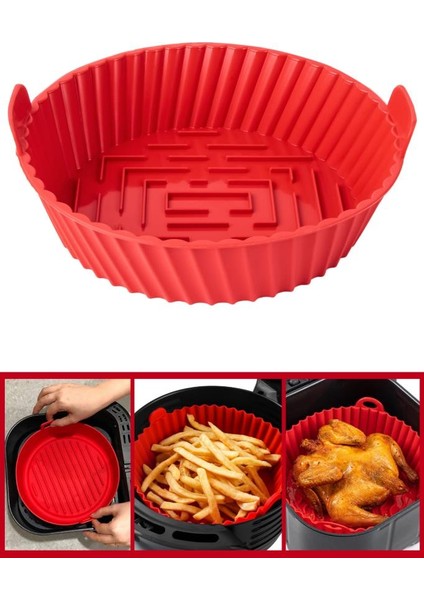 Onikiden Yanmaz Yapışmaz Airfryer Silikon Pişirme Kabı SL099 - Tüm Fritözlerle Uyumlu 20X5CM