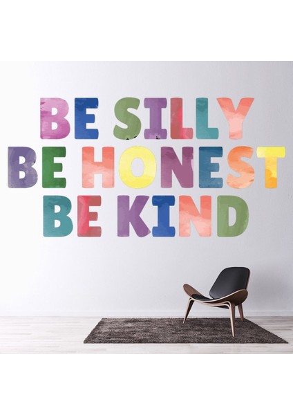 Aptal Ol Nazik Ol Renkli Yazılı Dekoratif Duvar Sticker Çıkartma Mutfak Ofis Yatak Odası