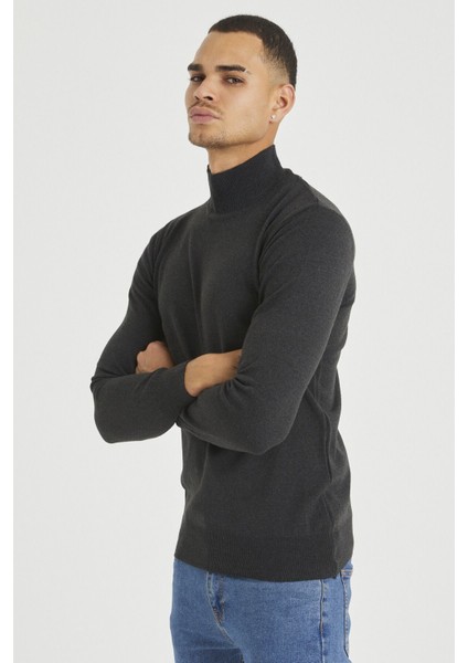 Erkek Slim Fit Yarım Balıkçı Yaka Basic Triko Kazak