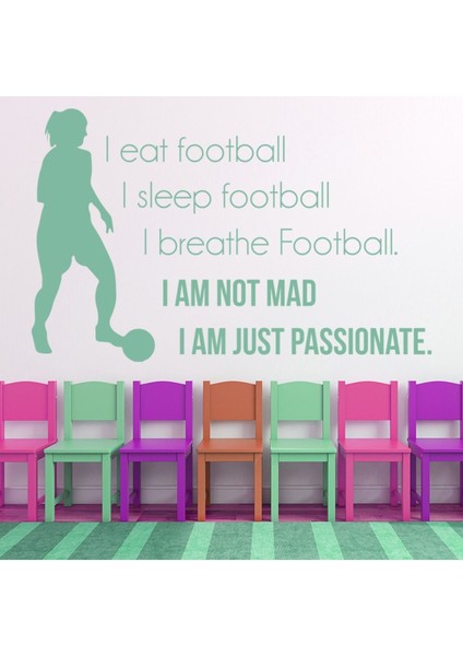 Yemek Uyku Nefes Al Kızlar Futbol Dekoratif Duvar Sticker Çıkartma Bebek Çocuk Odası