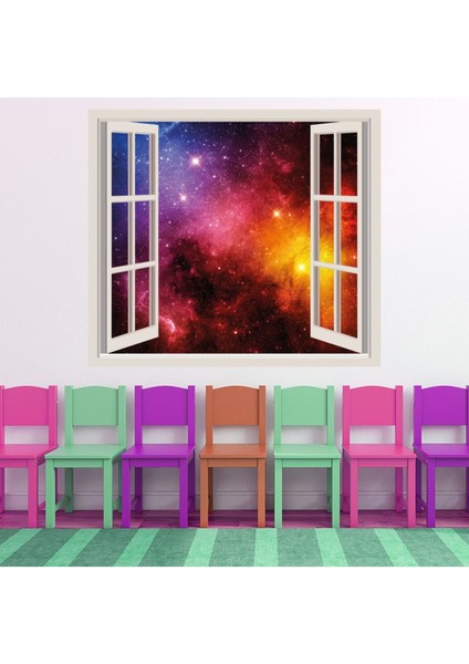 Galaxy Cosmos Uzay 3D Pencere Dekoratif Duvar Sticker Çıkartması Bebek Çocuk Odası