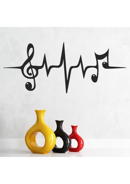 Müzikal Kalp Atışı Sembolü Dekoratif Duvar Sticker Çıkartma Mutfak Ofis Yatak Odası