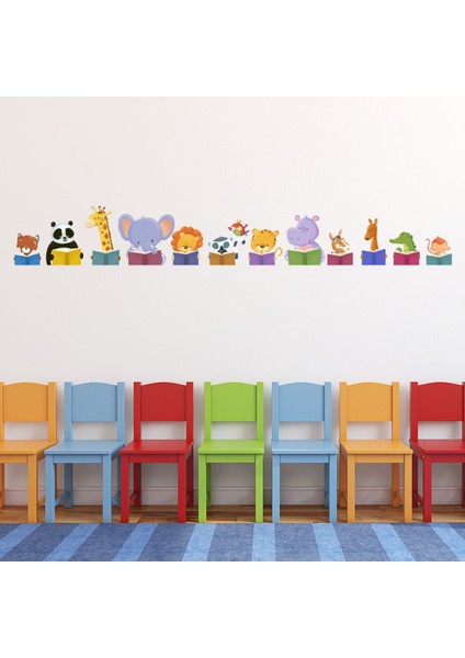 Hayvan Kütüphanesi Sınıf Dekoratif Duvar Sticker Çıkartma Mutfak Ofis Yatak Odası