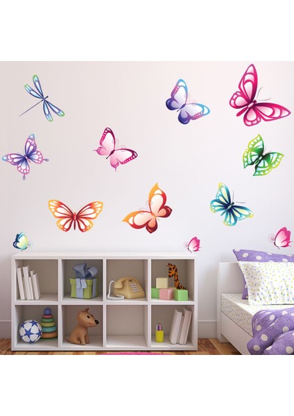 Parlak Kelebek Dekoratif Duvar Çıkartma Seti Bebek Çocuk Odası