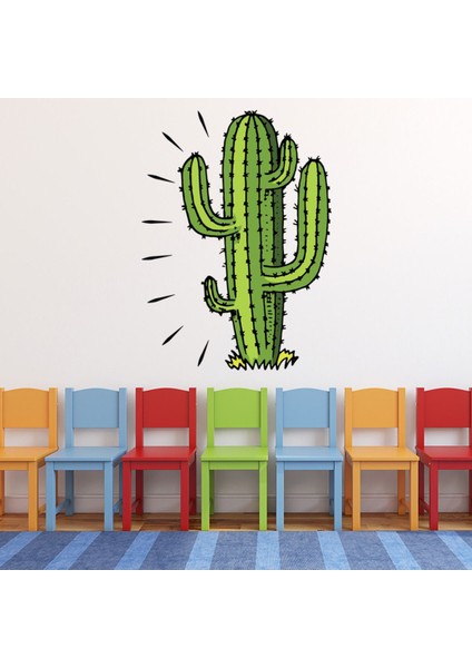 Yeşil Kaktüs Vahşi Batı Dekoratif Duvar Sticker Çıkartma Ofis Oturma Odası