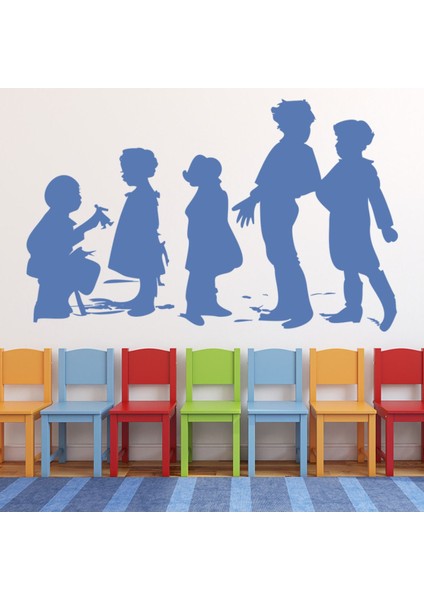 Okulda Oynayan Çocuklar Oyun Alanı Dekoratif Duvar Sticker Çıkartma Mutfak Ofis Yatak Odası