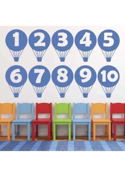 Numarası Sıcak Hava Balonu Öğrenme Dekoratif Duvar Sticker Çıkartma Bebek Çocuk Odası