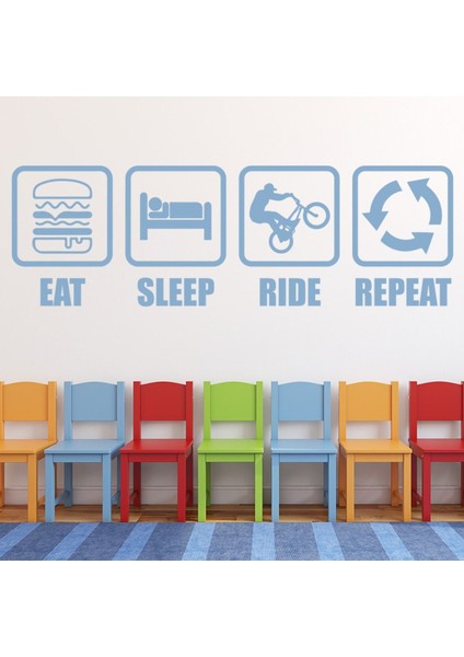 Yemek Uyku Binmek Tekrar Bisiklet Dekoratif Duvar Sticker Çıkartma Spor Salonu Çocuk Odası