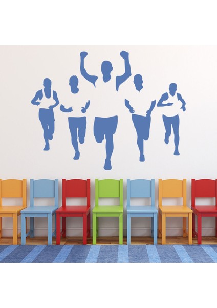 Maraton Koşucuları Atletizm Spor Dekoratif Duvar Sticker Çıkartma Spor Salonu Çocuk Odası