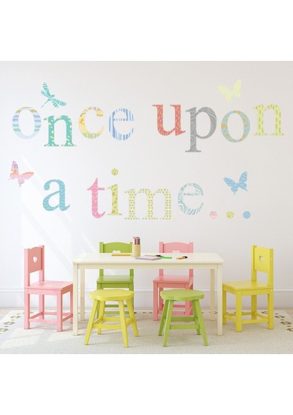 Bir Zamanlar Anaokulu Dekoratif Duvar Sticker Çıkartması Bebek Çocuk Odası