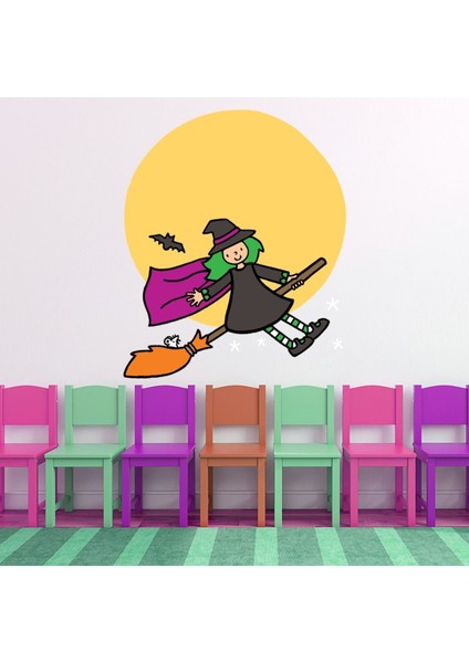 Bu Benim Değil... Cadılar Bayramı Cadı Dekoratif Duvar Sticker Çıkartma Bebek Çocuk Odası