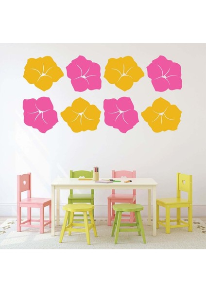 Hibiscus Çiçek Dekoratif Duvar Çıkartma Paketi Ofis Oturma Odası