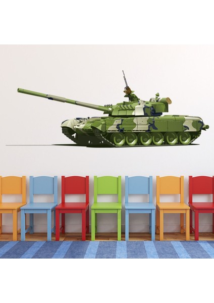 Yeşil Ordu Tankı Dekoratif Duvar Sticker Çıkartması Bebek Çocuk Odası