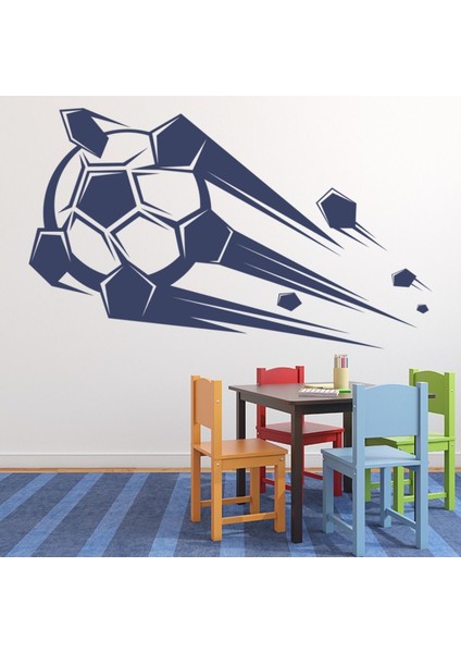 Uçan Futbol Topu Spor Dekoratif Duvar Sticker Çıkartma Spor Salonu Çocuk Odası