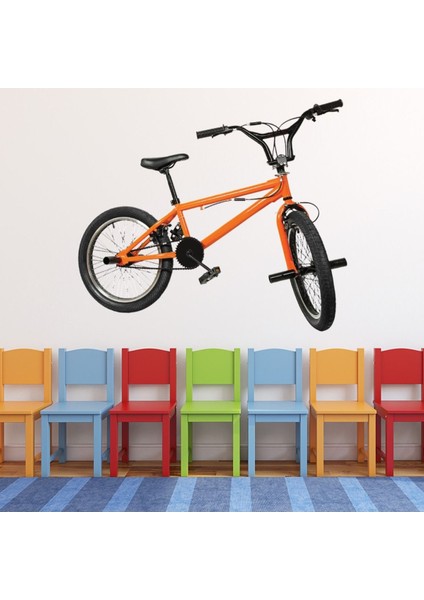 Turuncu Bmx Bisiklet Dekoratif Duvar Sticker Çıkartması Spor Salonu Çocuk Odası