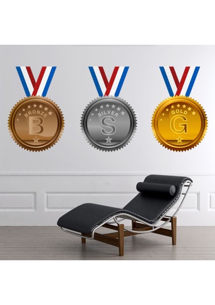 Spor Madalyaları Altın Gümüş Bronz Dekoratif Duvar Sticker Çıkartması Spor Salonu Çocuk Odası