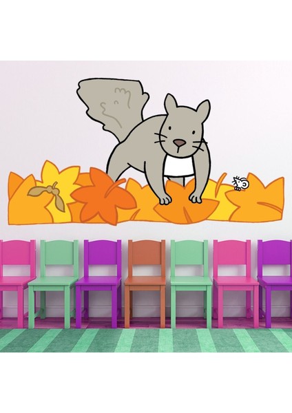Bu Benim Değil... Sonbahar Sincabı Dekoratif Duvar Sticker Çıkartma Bebek Çocuk Odası